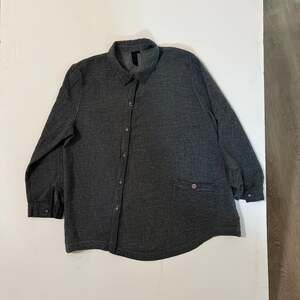 Focus Casual LifeTextured Dark Gray Button Up Collared Shirt Jacket